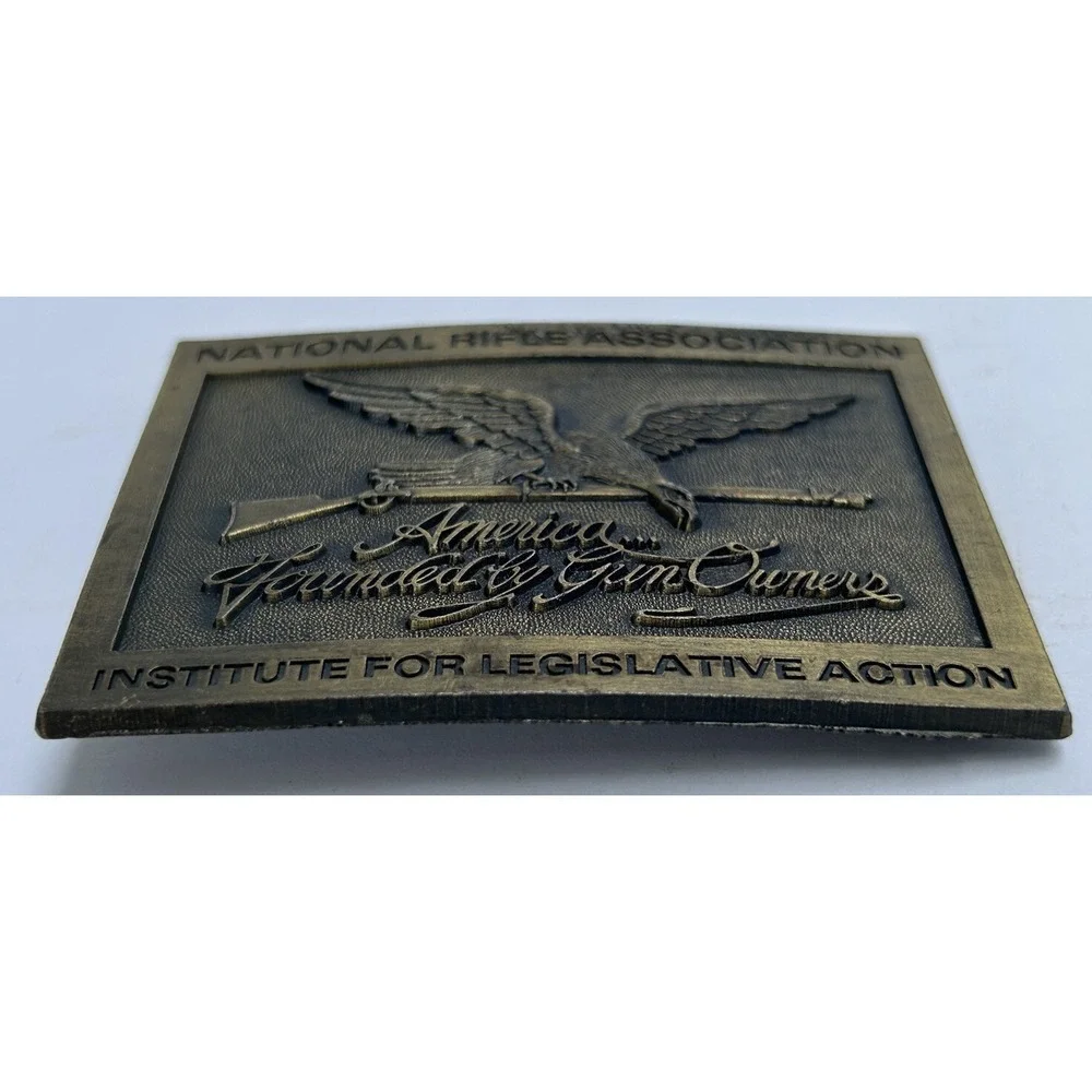 NRA National Rifle Assn Gun‎ Owner 2nd Amendment Right Bear Arm Vtg Belt Buckle